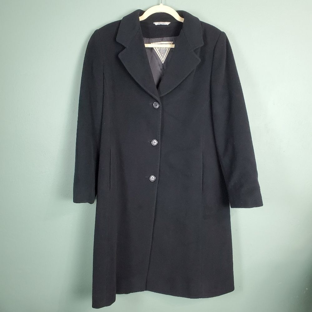 Marvin Richards Wool Cashmere Blend Black Single-Breasted Coat Size 8